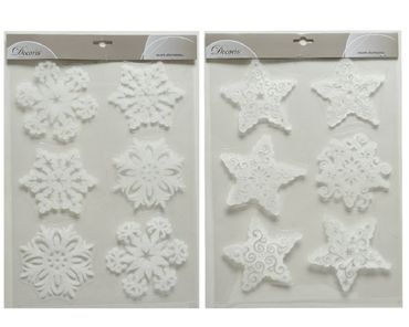 Fensterdekoration L.0.1cm B.29.5cm H.40cm Schneekristall 12 Stück weiß