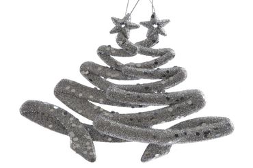 Christbaumschmuck Baum Kunststoff Länge 12 cm 2 Stück silber