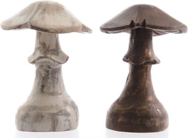Pilz Mangoholz Dekopilz handarbeit braun / weiß