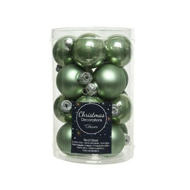 Christbaumkugeln Weihnachtskugeln Glas Ø 3,5 cm 16 Stück salbeigrün glanz/matt mix