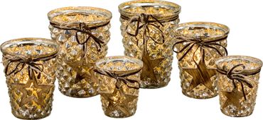 Windlicht Leotizia 2 sort. Glas H14/12/9 cm 3er Set