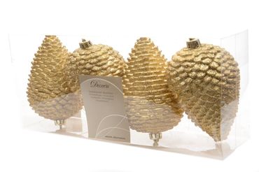 Christbaumschmuck Zapfen bruchfest Ø 7 cm H 12 cm 4 Stück gold