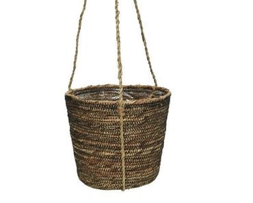 Blumenampel Hängeampel Blumentopf Hängetopf braun Jute Ø 18 cm H14 cm