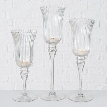 Windlicht Manou Glas lackiert transparent H 30-40 cm 3er Set