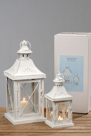 Laterne Odile 2er-Set Eisen Weiss