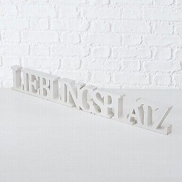 Schriftzug Dekoration Lieblingsplatz weiß