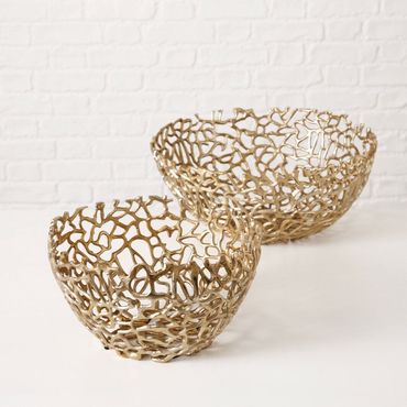 Deko-Schale Fidan 2er-Set Ø31-42cm Aluminium gold