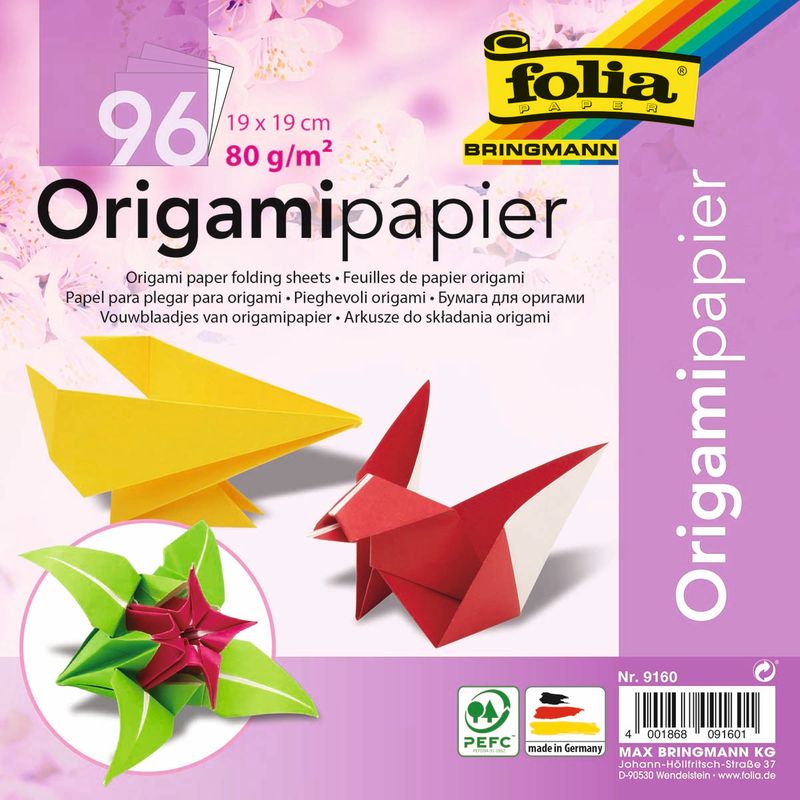 HEYDA Carte Origami Stardust 15x15 Cm – 64 Fogli Rosso/Oro – Carta Pieghevole Double Face