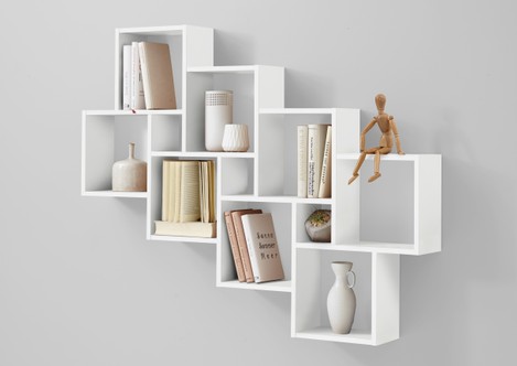 FMD Wandregal Regal Hängeregal Wandboard Holzregal LAURIO groß weiss