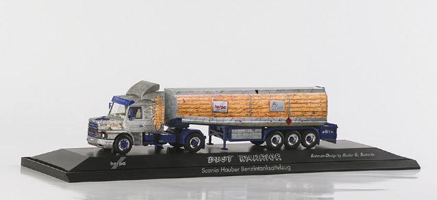 Herpa H0 120357 Scania Hauber Tank-Sattelzug /"Best Warrior/"