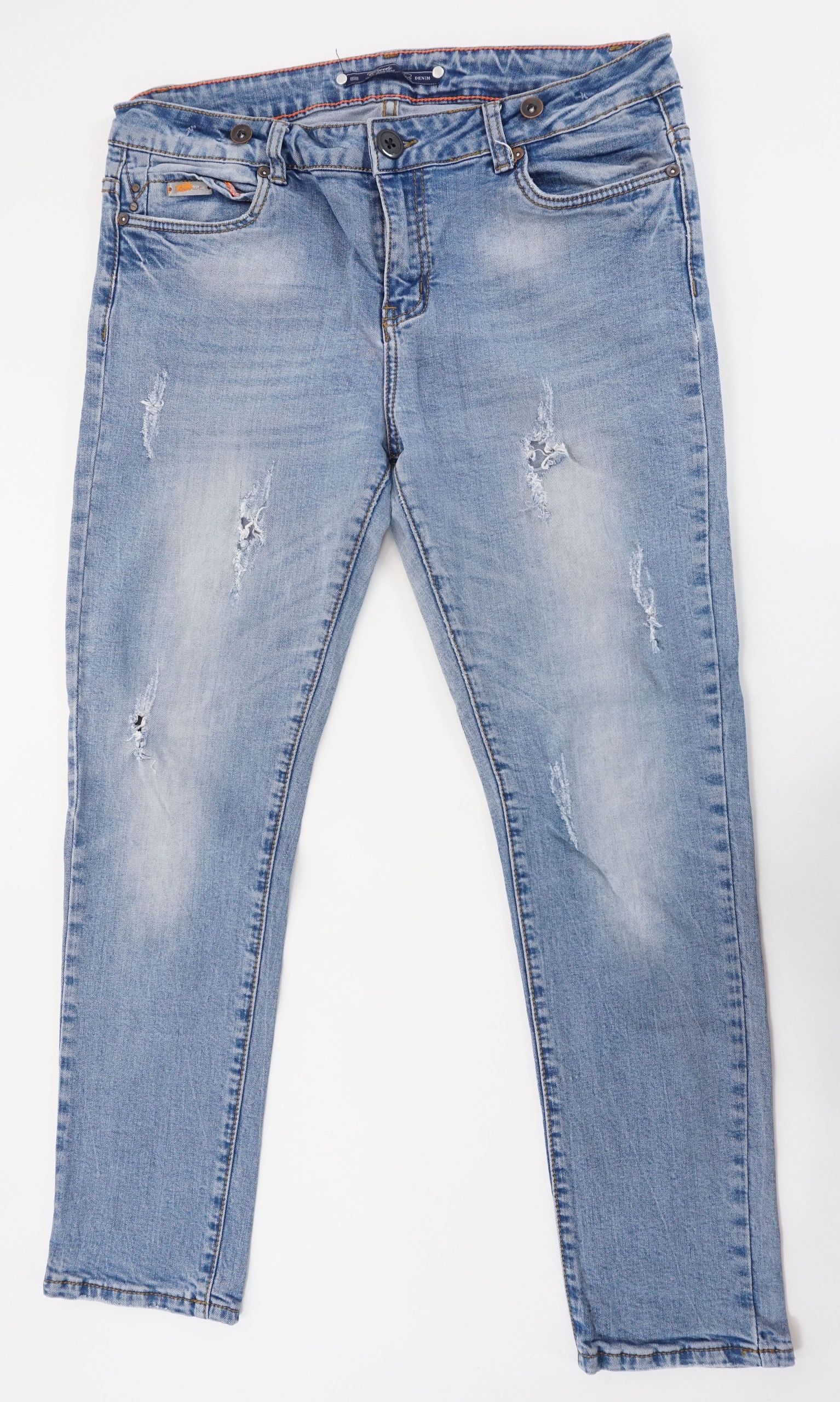 Jeans donna Cudi W29 L26 29/26 blu pietra azzurro distrutto stretch dritto A249 Jeans donna Cudi W29 L26 29/26 blu pietra azzurro distrutto stretch dritto A249