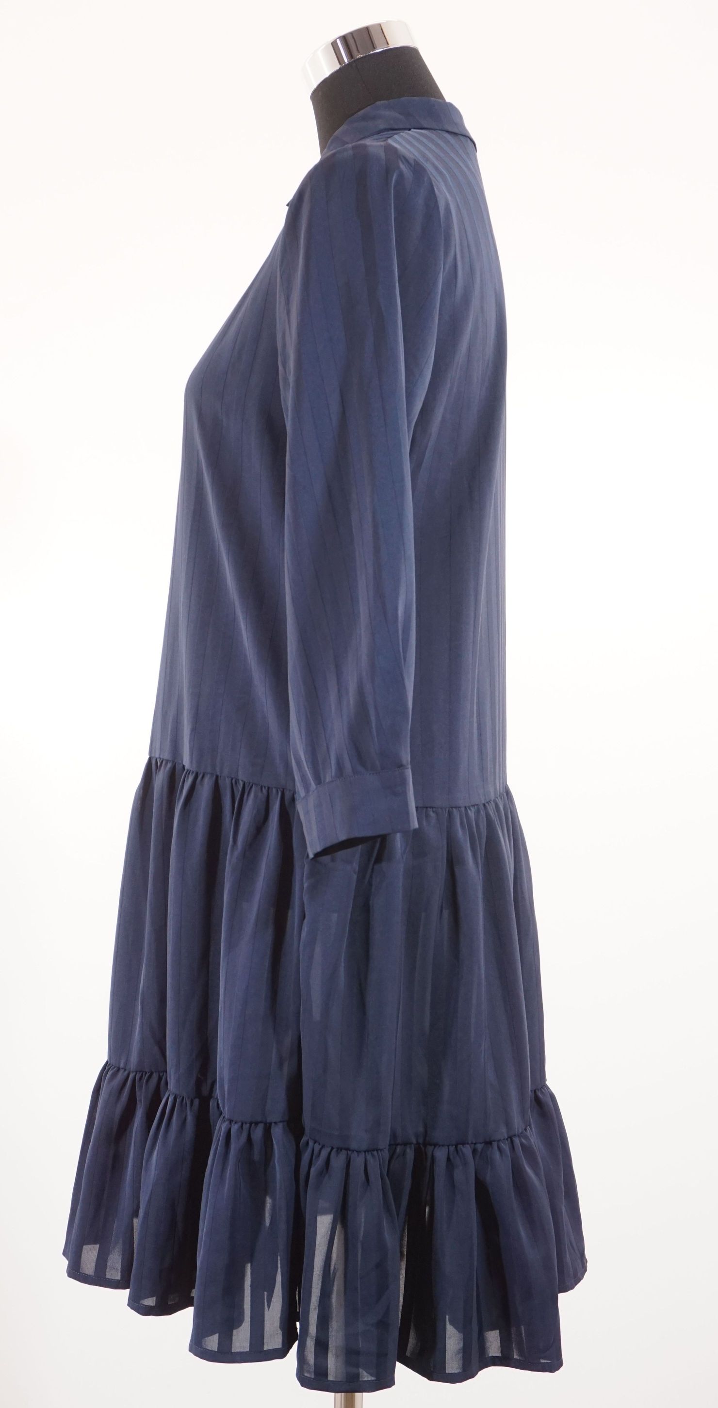 ICHI dress flounce dress size S blue dark blue transparent knee-length half sleeves A307 ICHI dress flounce dress size S blue dark blue transparent knee-length half sleeves A307