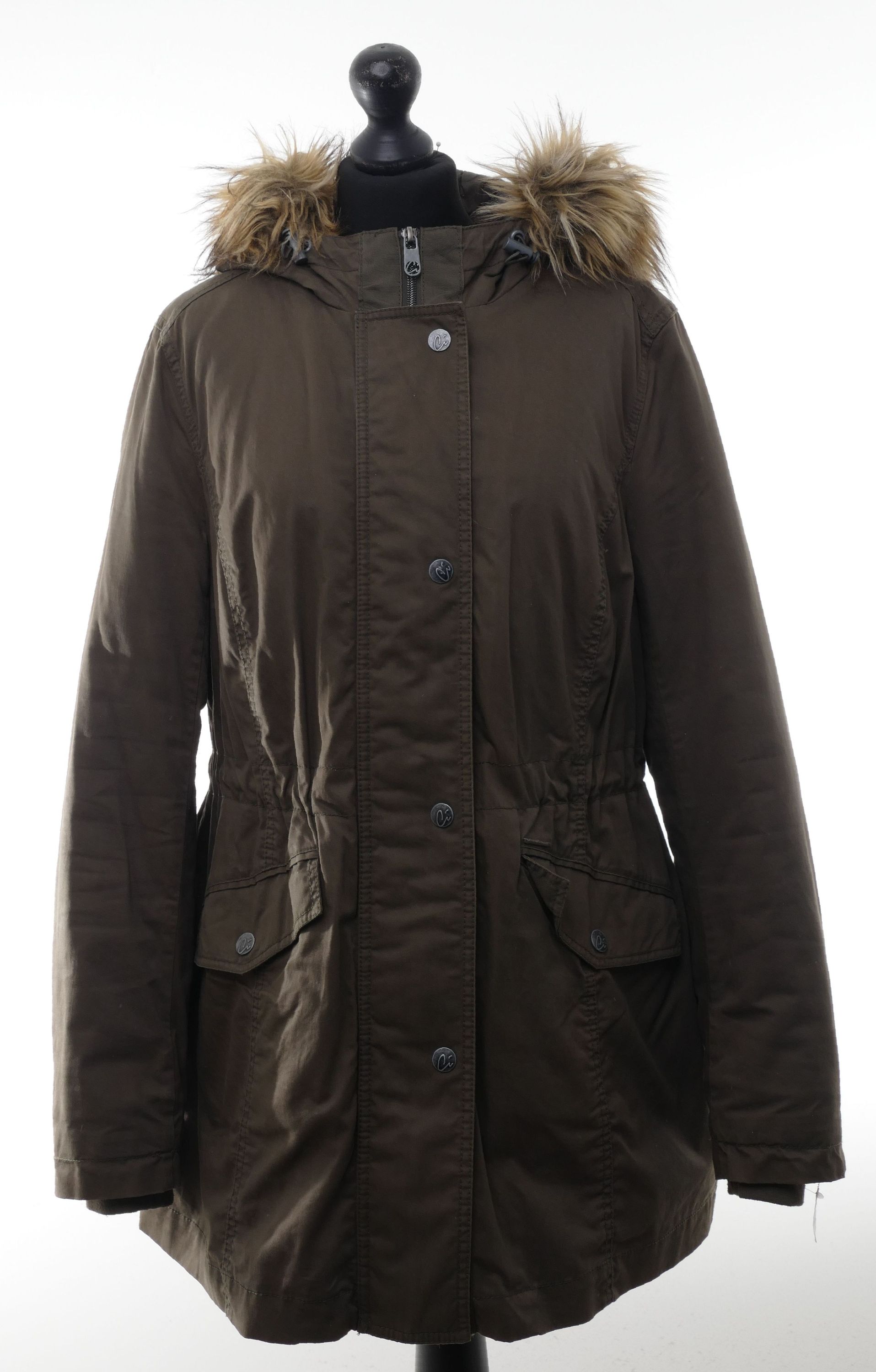 comma women's parka jacket 42 green olive half-length lined hood cotton A983 comma women's parka jacket 42 green olive half-length lined hood cotton A983