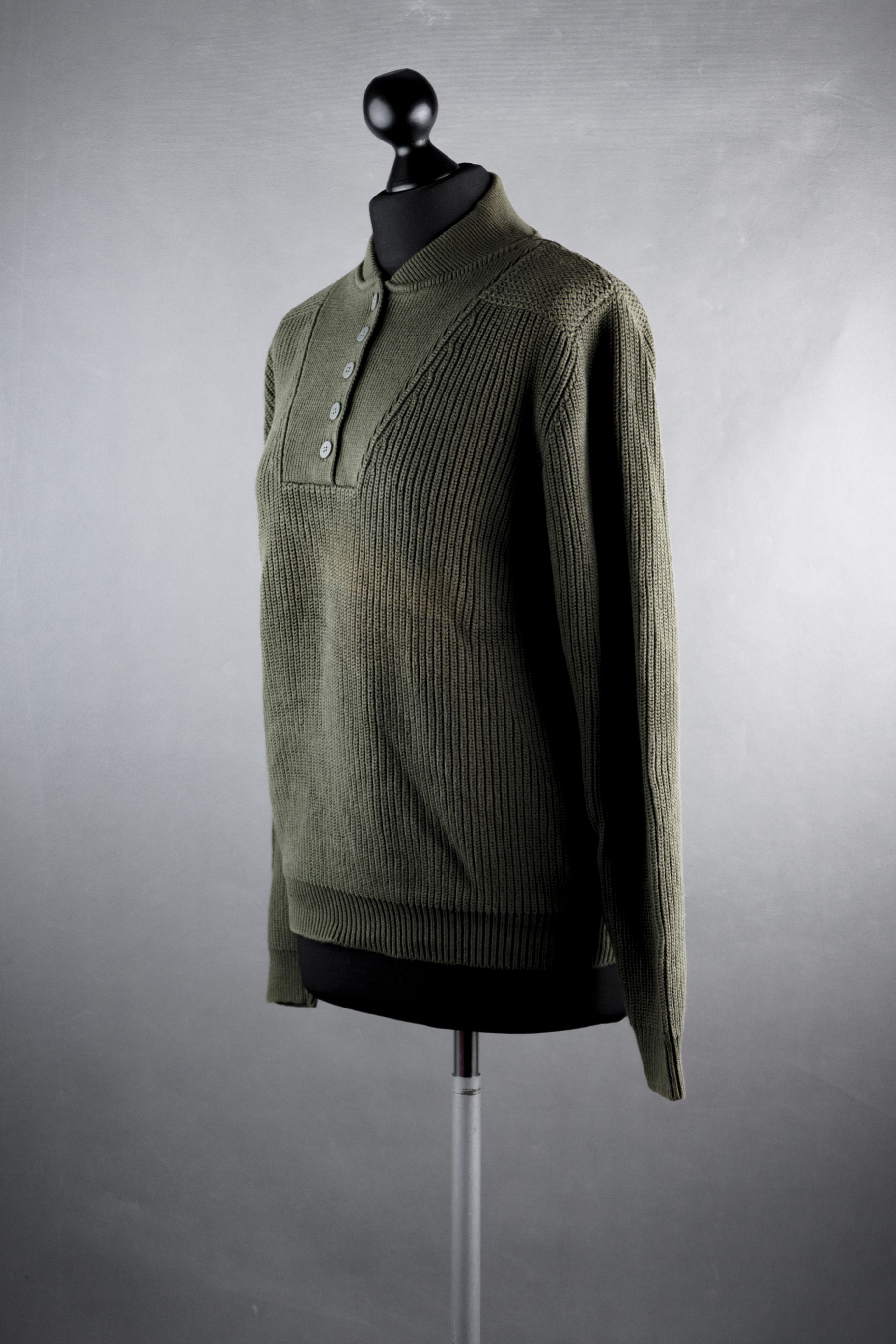 Lands'End women's sweater S green olive plain button crew neck chunky knit B477 Lands'End women's sweater S green olive plain button crew neck chunky knit B477
