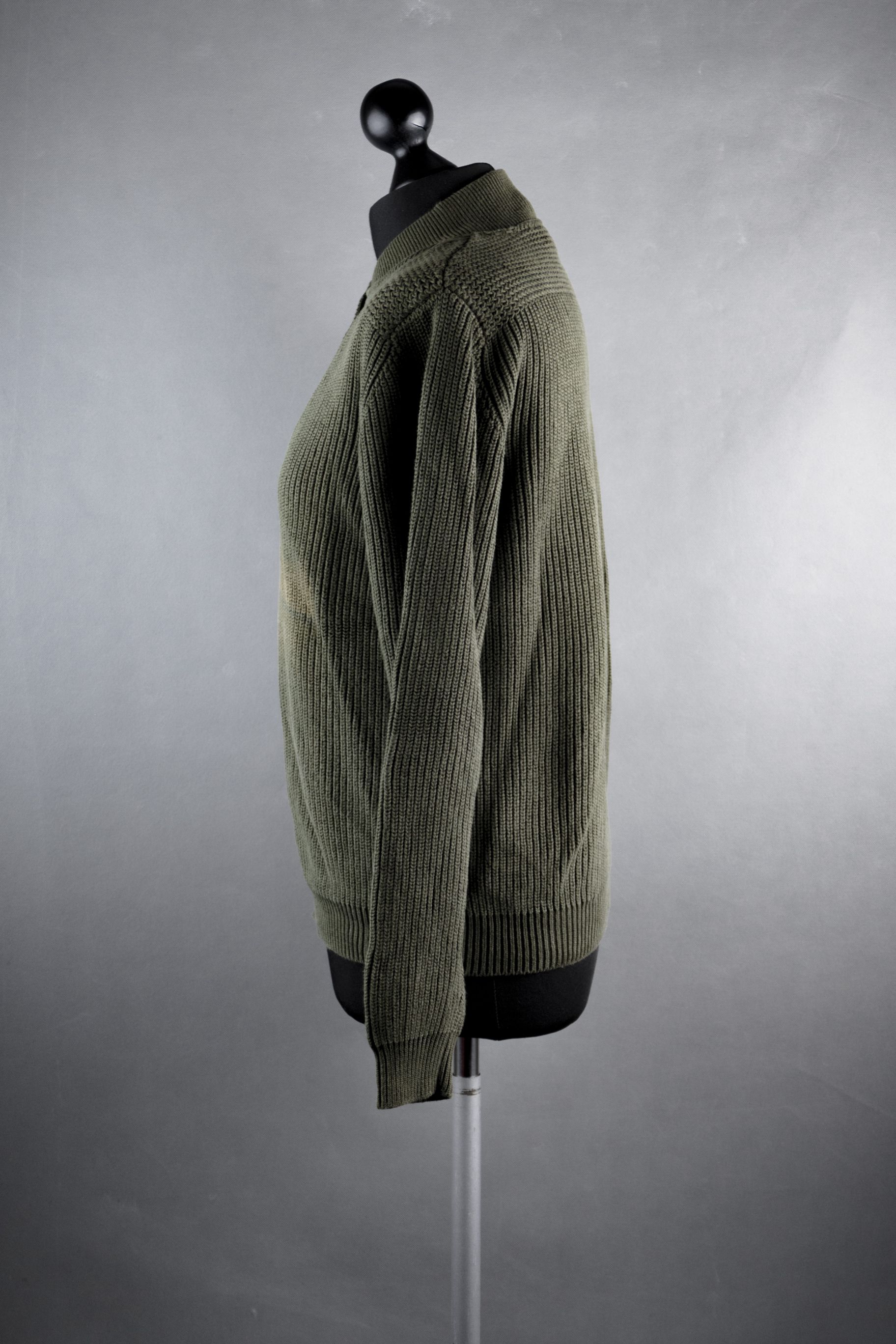 Lands'End women's sweater S green olive plain button crew neck chunky knit B477 Lands'End women's sweater S green olive plain button crew neck chunky knit B477