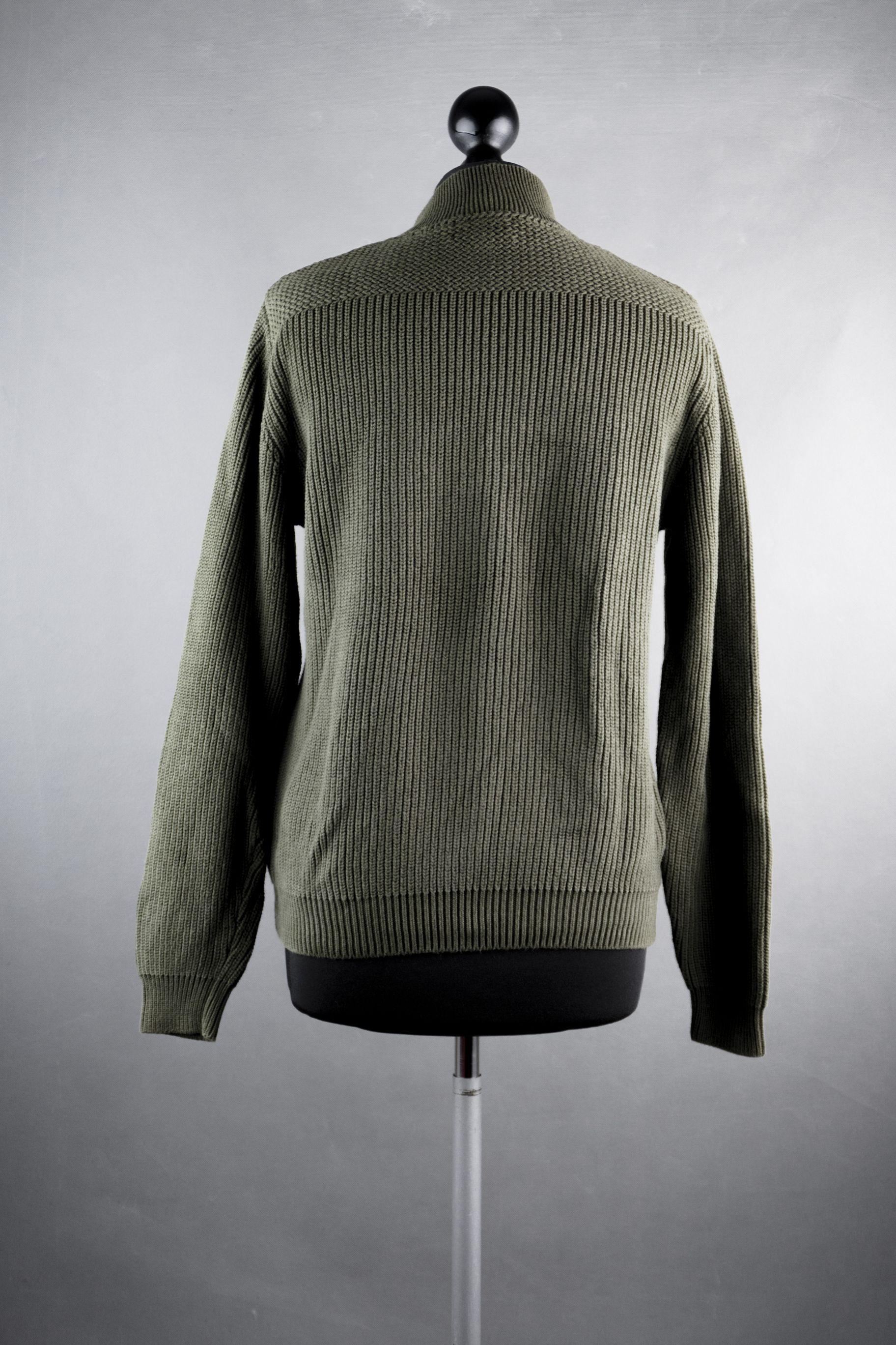 Lands'End women's sweater S green olive plain button crew neck chunky knit B477 Lands'End women's sweater S green olive plain button crew neck chunky knit B477