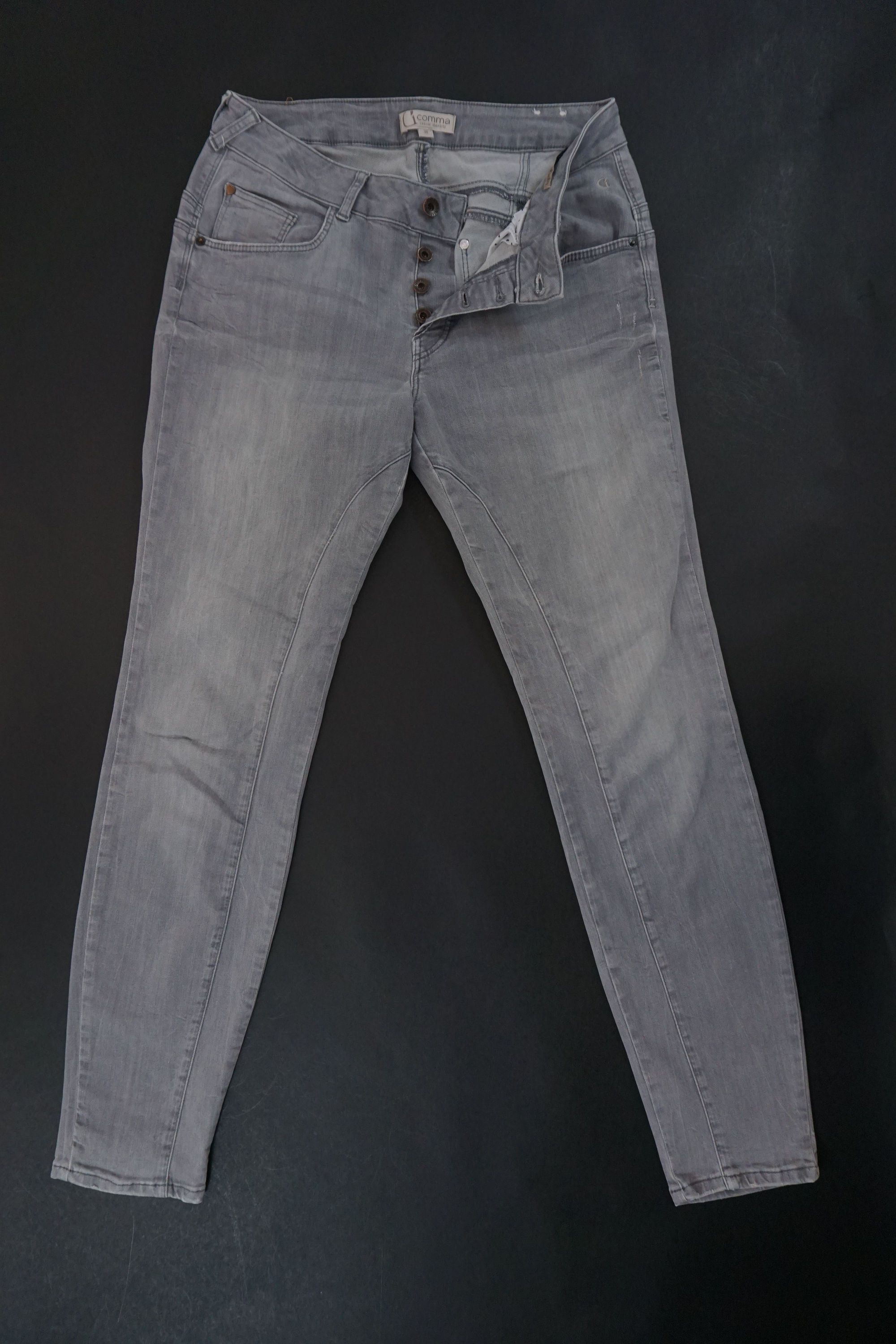 Comma Jeans Pants Boyfriend Women's Size 36 Black Gray Used Tapered Stretch F2594 Comma Jeans Pants Boyfriend Women's Size 36 Black Gray Used Tapered Stretch F2594