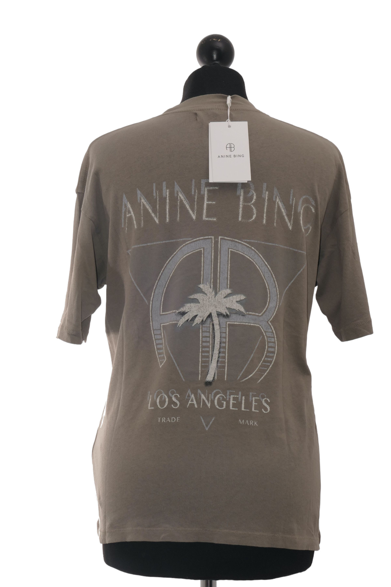 ANINE BING women's T-shirt S green olive motif round neck short sleeve jersey cotton NEW ANINE BING women's T-shirt S green olive motif round neck short sleeve jersey cotton NEW