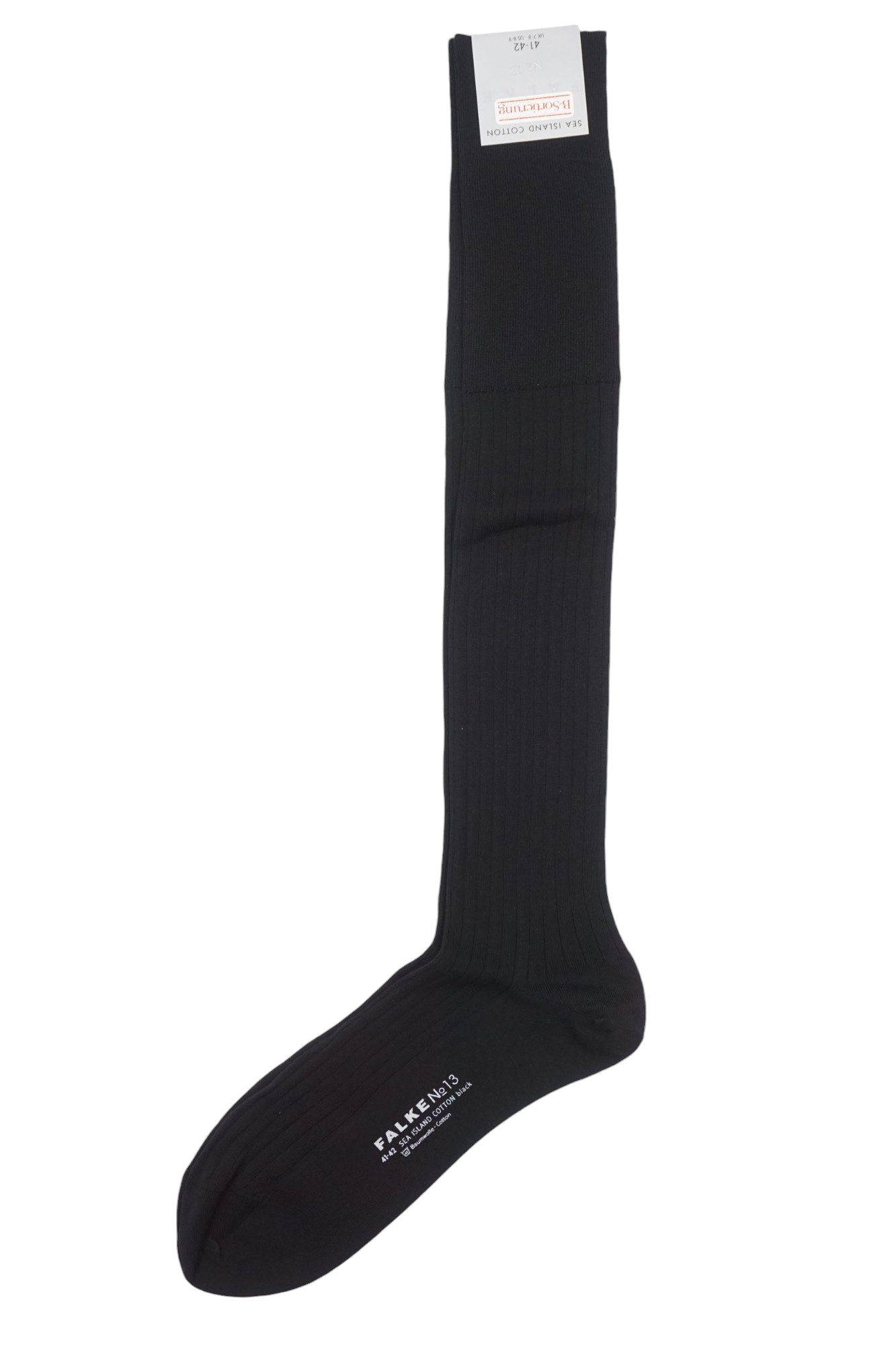 FALKE No.13 men's knee socks stockings 43-44 black black Sea Island NEW FALKE No.13 men's knee socks stockings 43-44 black black Sea Island NEW
