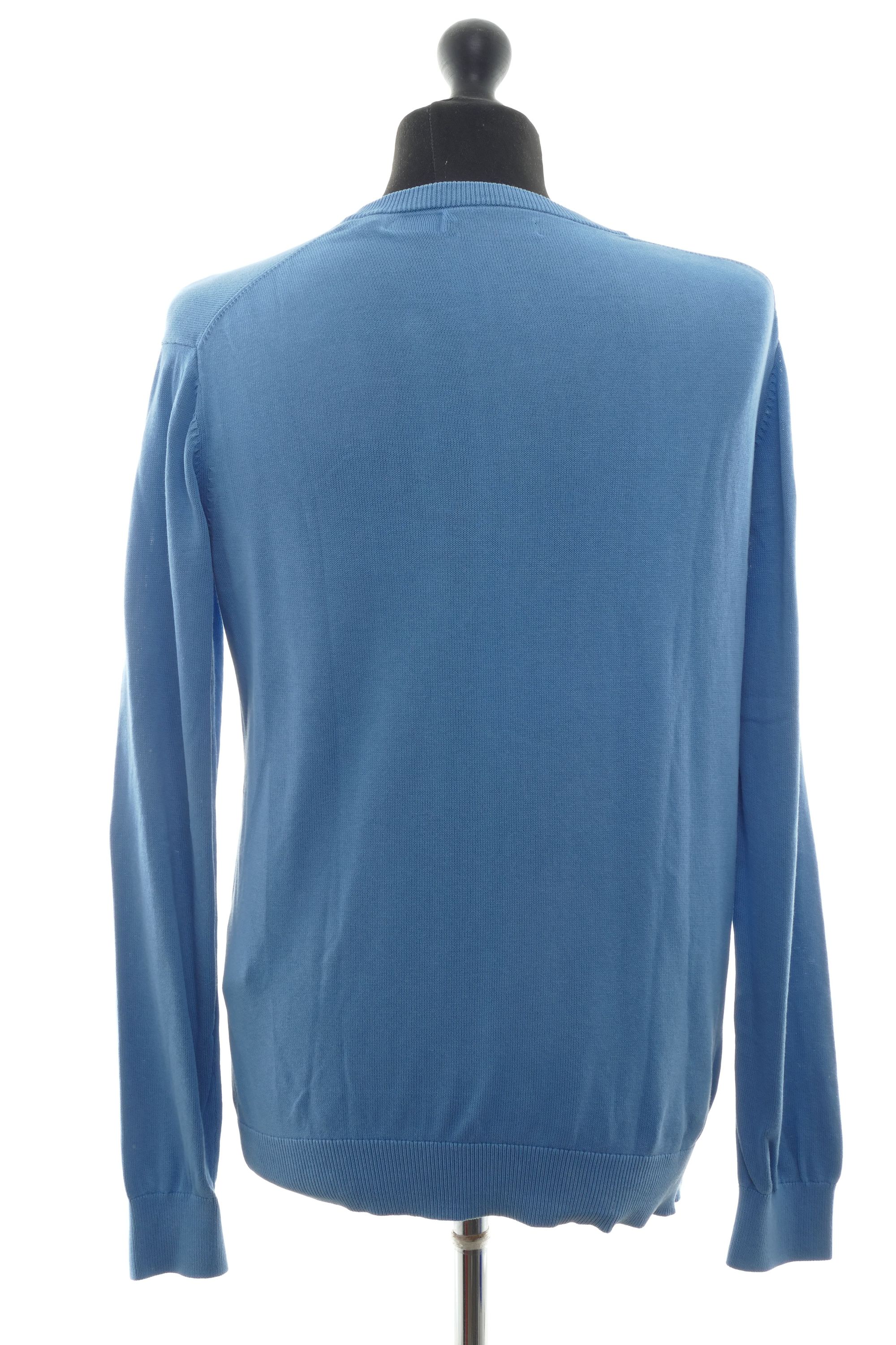 GANT men's sweater pullover M blue light blue lightweight V-neck knit cotton GANT men's sweater pullover M blue light blue lightweight V-neck knit cotton