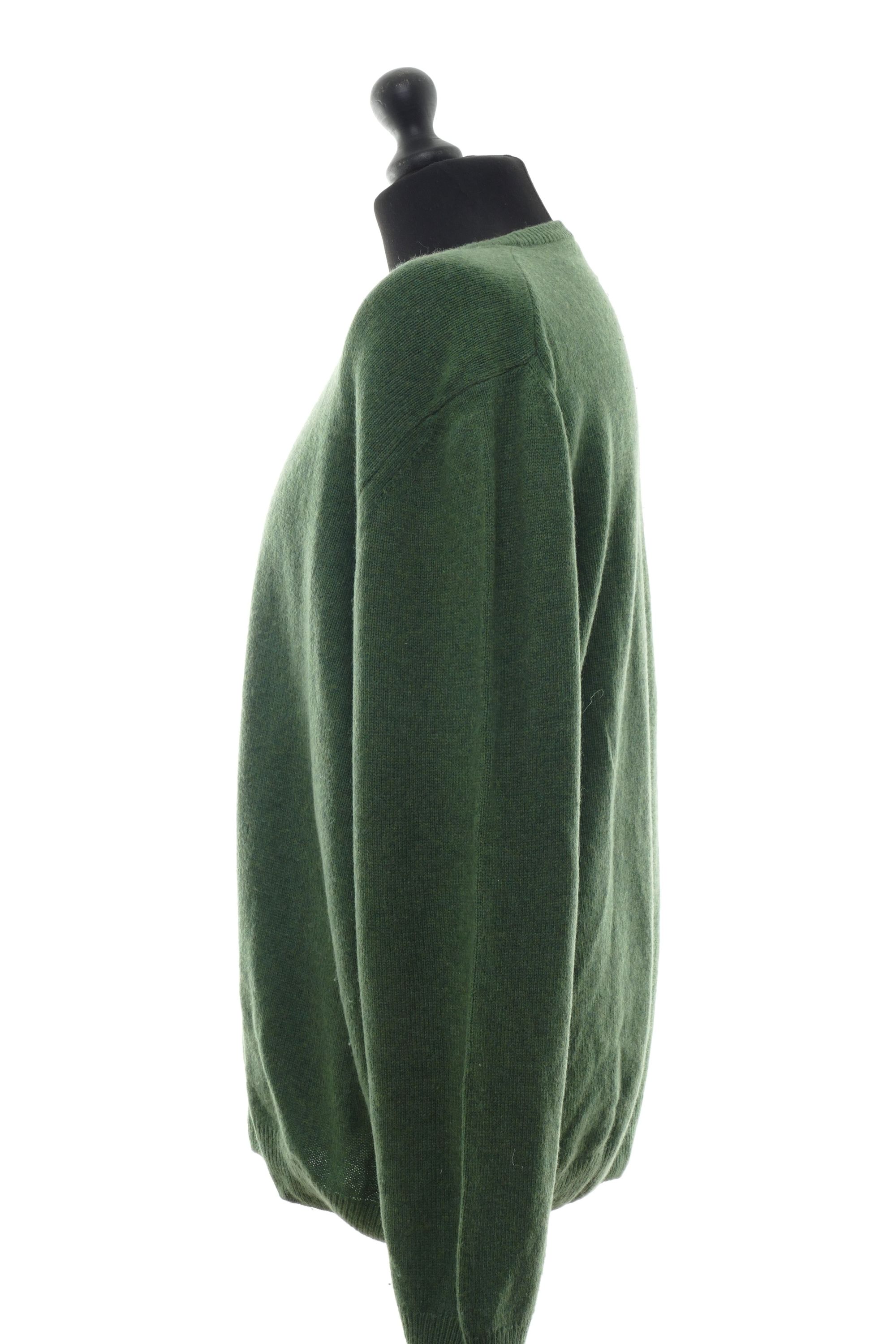 Andrea Fenzi men's sweater 58 green light crew neck knit with lamb's wool Andrea Fenzi men's sweater 58 green light crew neck knit with lamb's wool