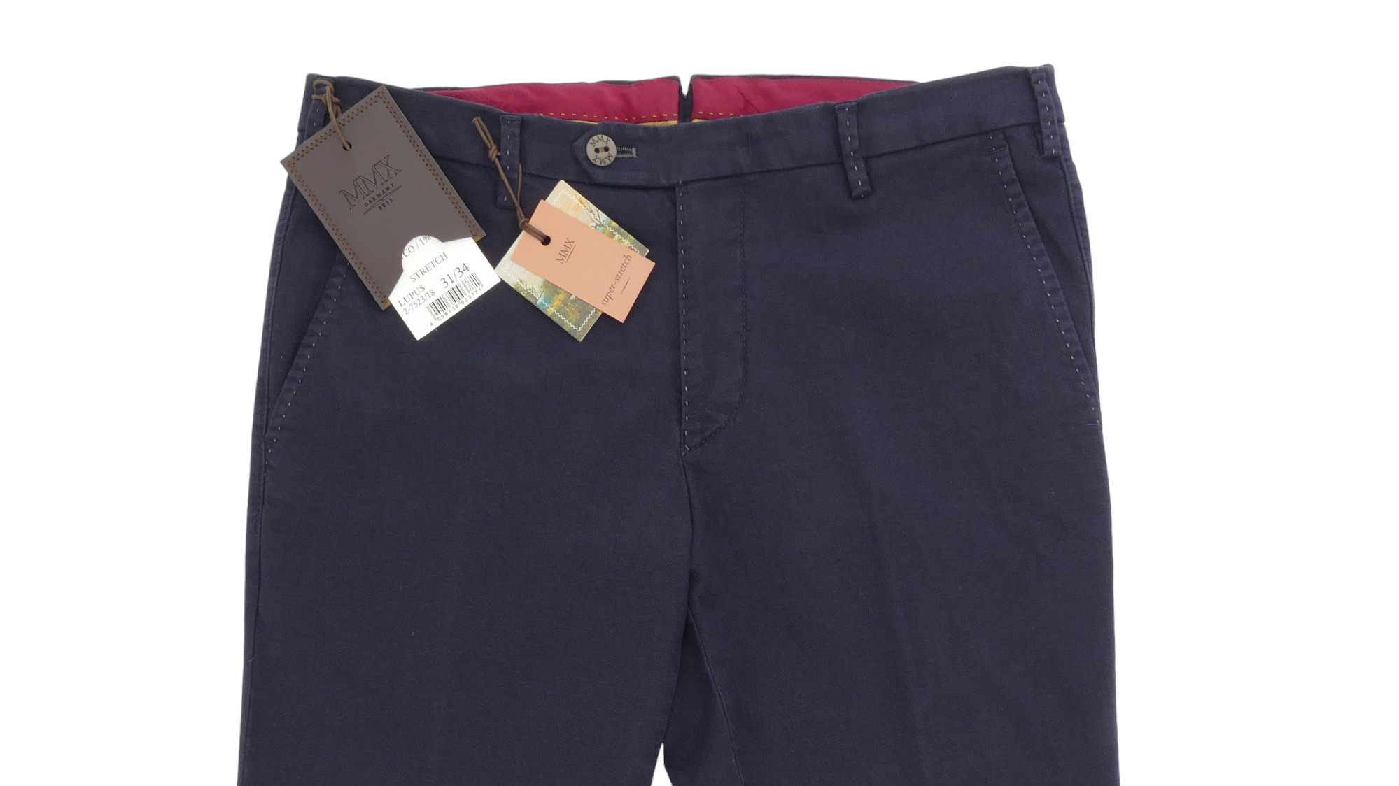 MMX Lupus men's chino trousers W32 L34 32/34 blue dark blue straight cotton NEW MMX Lupus men's chino trousers W32 L34 32/34 blue dark blue straight cotton NEW