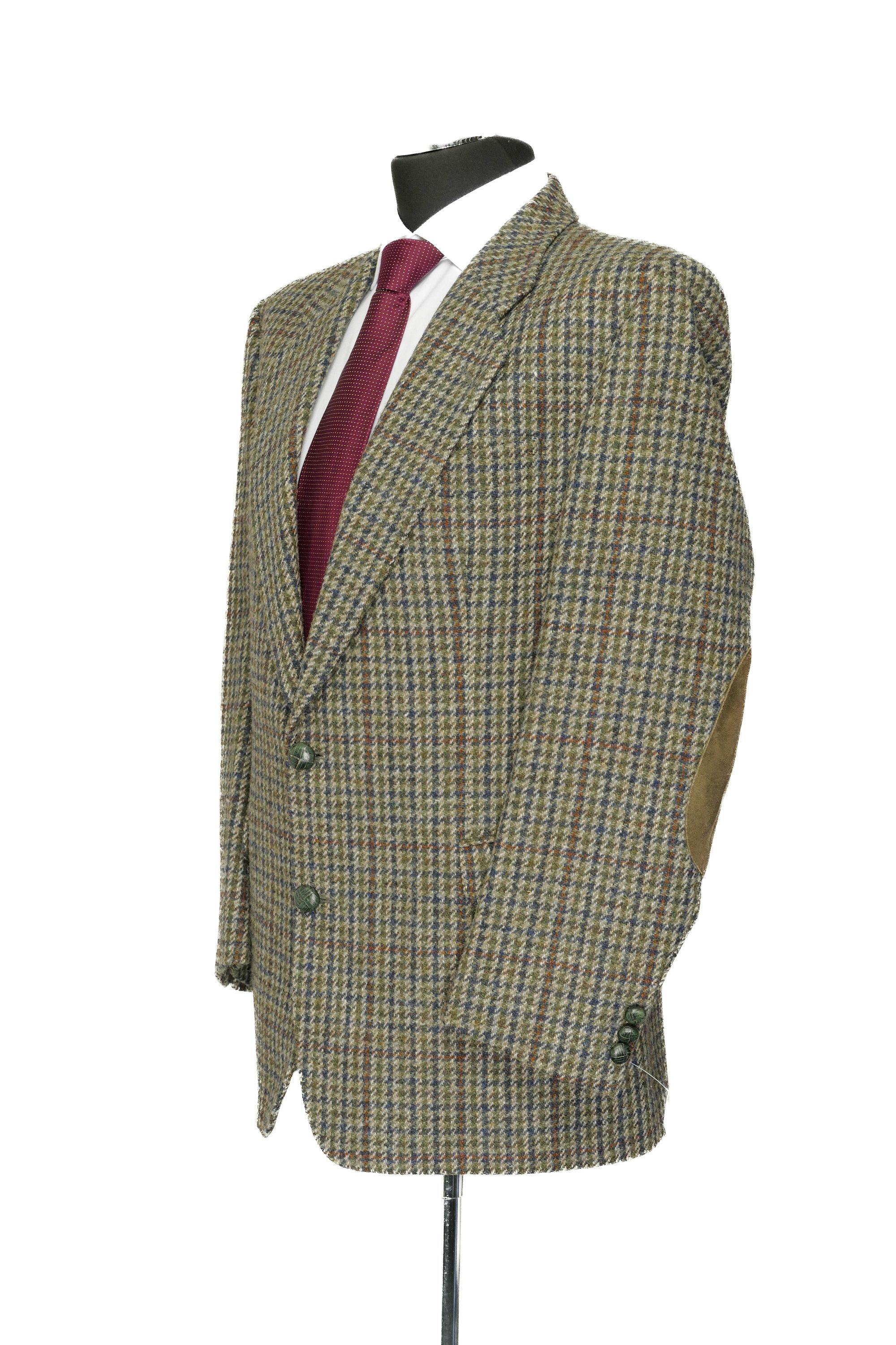 Giacca Harris Tweed giacca 50 verde oliva a quadri monopetto toppe a 2 bottoni come nuova Giacca Harris Tweed giacca 50 verde oliva a quadri monopetto toppe a 2 bottoni come nuova
