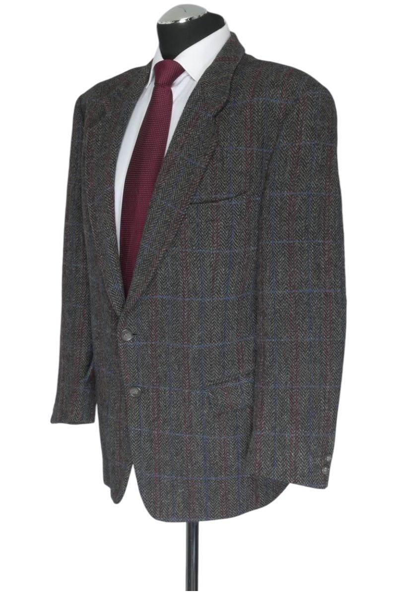 Giacca blazer Harris Tweed 50 grigio grigio scuro spigata monopetto 2 bottoni vintage Giacca blazer Harris Tweed 50 grigio grigio scuro spigata monopetto 2 bottoni vintage