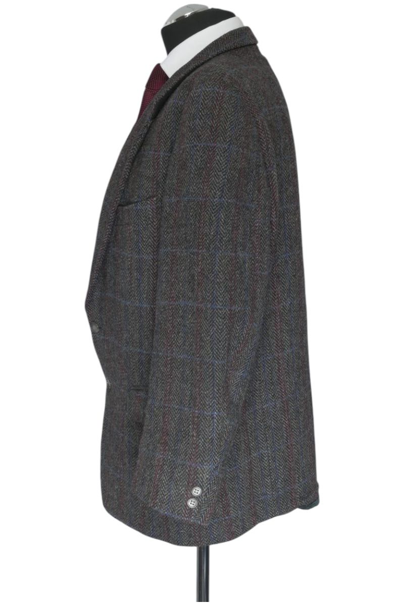 Giacca blazer Harris Tweed 50 grigio grigio scuro spigata monopetto 2 bottoni vintage Giacca blazer Harris Tweed 50 grigio grigio scuro spigata monopetto 2 bottoni vintage