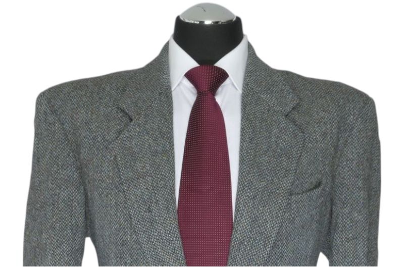 Giacca Harris Tweed Dunn & Co. giacca 48 grigio blu monopetto a 2 bottoni in pelle Giacca Harris Tweed Dunn & Co. giacca 48 grigio blu monopetto a 2 bottoni in pelle