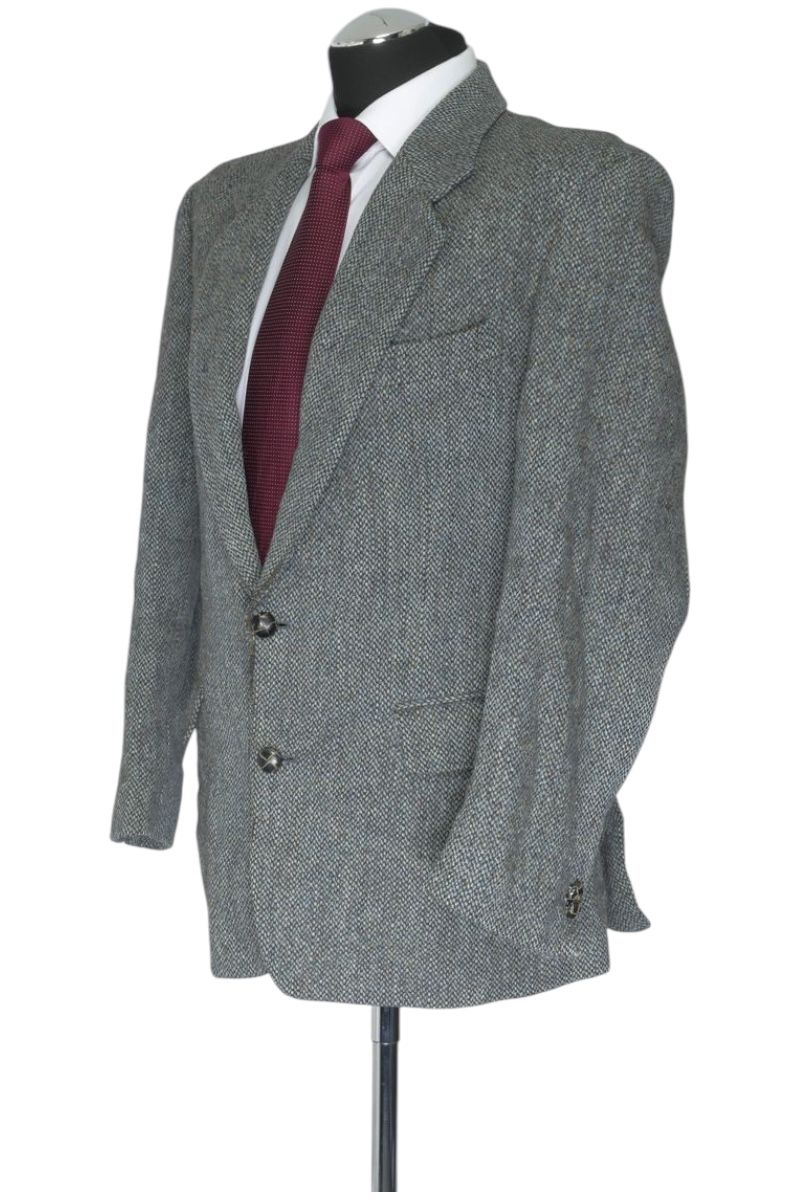 Giacca Harris Tweed Dunn & Co. giacca 48 grigio blu monopetto a 2 bottoni in pelle Giacca Harris Tweed Dunn & Co. giacca 48 grigio blu monopetto a 2 bottoni in pelle