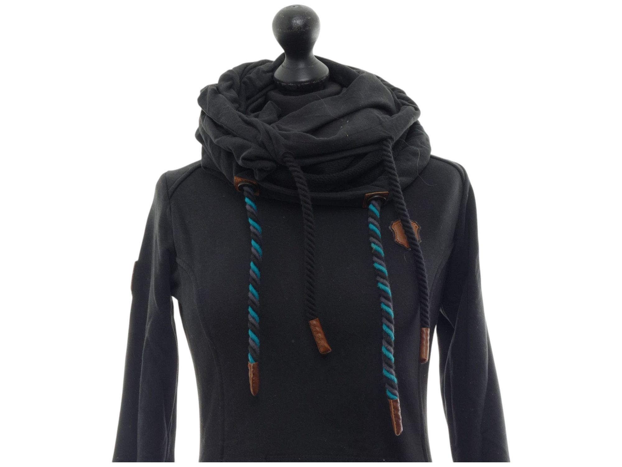 Naketano Lecker Mädsche women's sweatshirt sweater S black tube collar sweat Naketano Lecker Mädsche women's sweatshirt sweater S black tube collar sweat