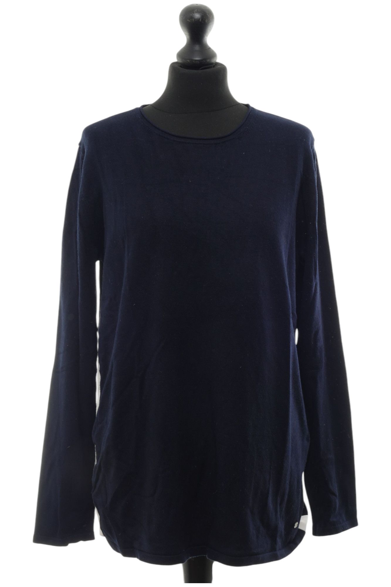 BRAX women's pullover sweater 42 blue dark blue round neck fine knit with viscose BRAX women's pullover sweater 42 blue dark blue round neck fine knit with viscose