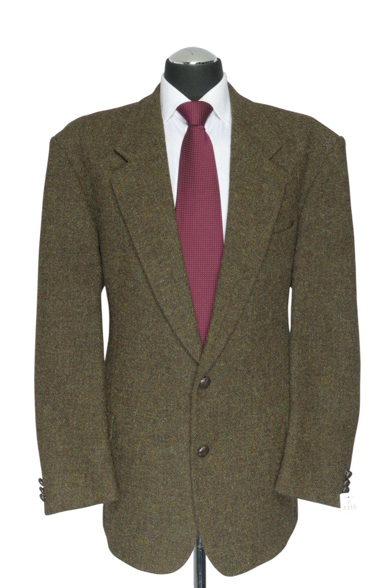 Giacca Harris Tweed giacca 52 verde oliva monopetto 2 bottoni in pelle come nuova Giacca Harris Tweed giacca 52 verde oliva monopetto 2 bottoni in pelle come nuova