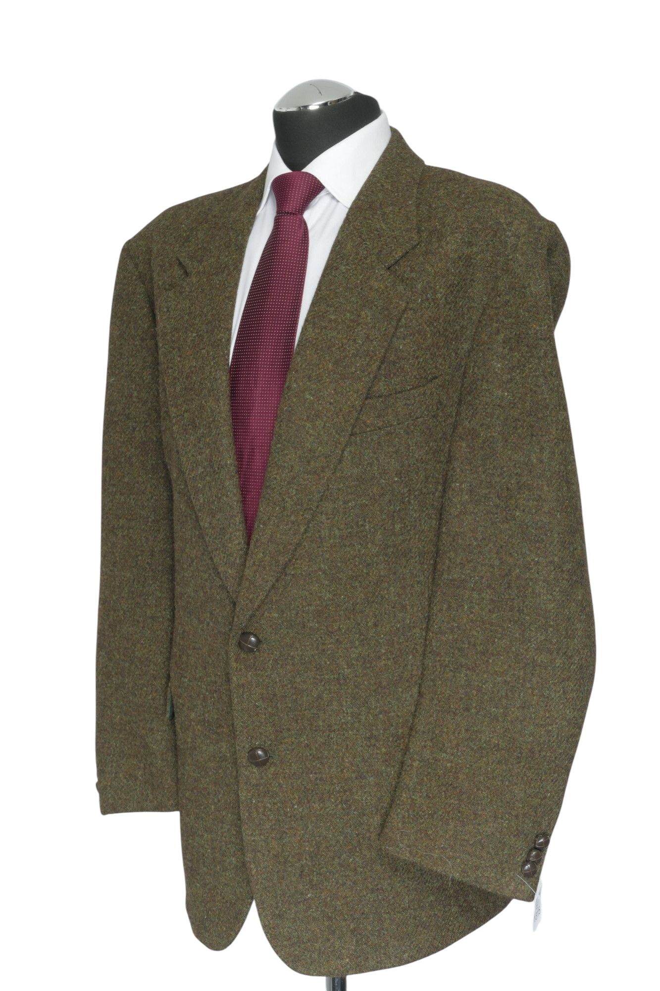 Giacca Harris Tweed giacca 52 verde oliva monopetto 2 bottoni in pelle come nuova Giacca Harris Tweed giacca 52 verde oliva monopetto 2 bottoni in pelle come nuova