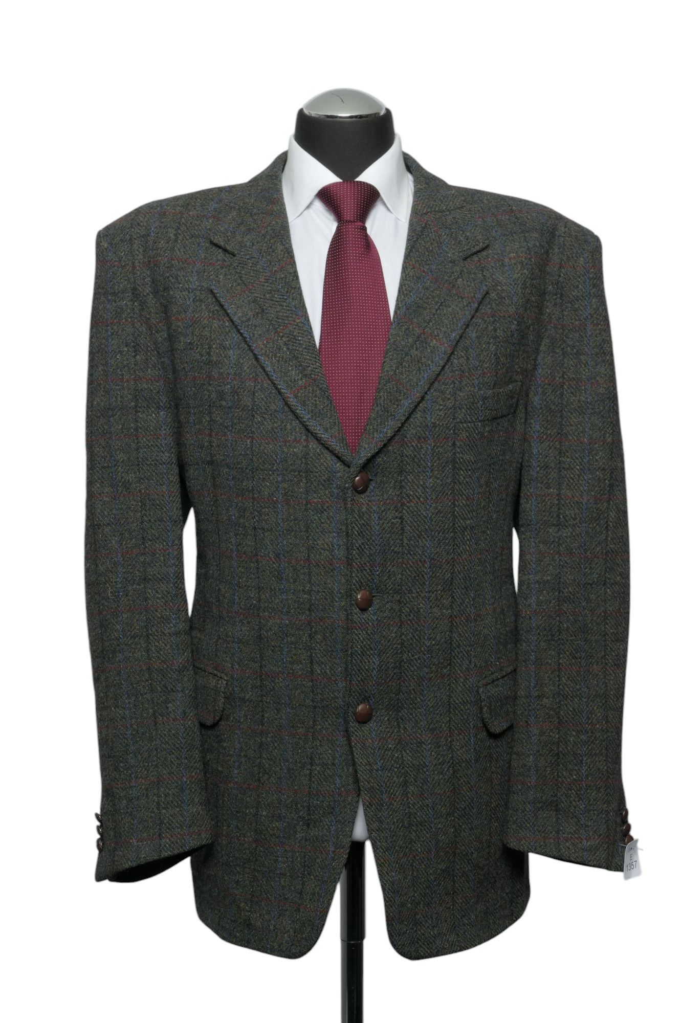 Harris TweedPaul R. Giacca Smith giacca 54 grigio oliva a quadretti 3 bottoni come nuova Harris TweedPaul R. Giacca Smith giacca 54 grigio oliva a quadretti 3 bottoni come nuova