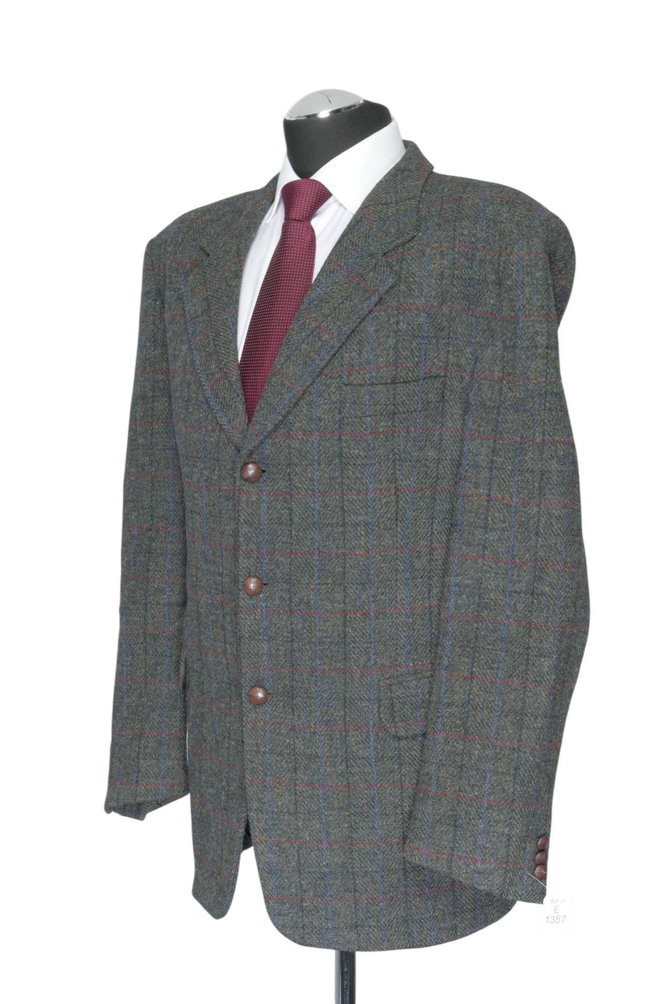 Harris TweedPaul R. Giacca Smith giacca 54 grigio oliva a quadretti 3 bottoni come nuova Harris TweedPaul R. Giacca Smith giacca 54 grigio oliva a quadretti 3 bottoni come nuova