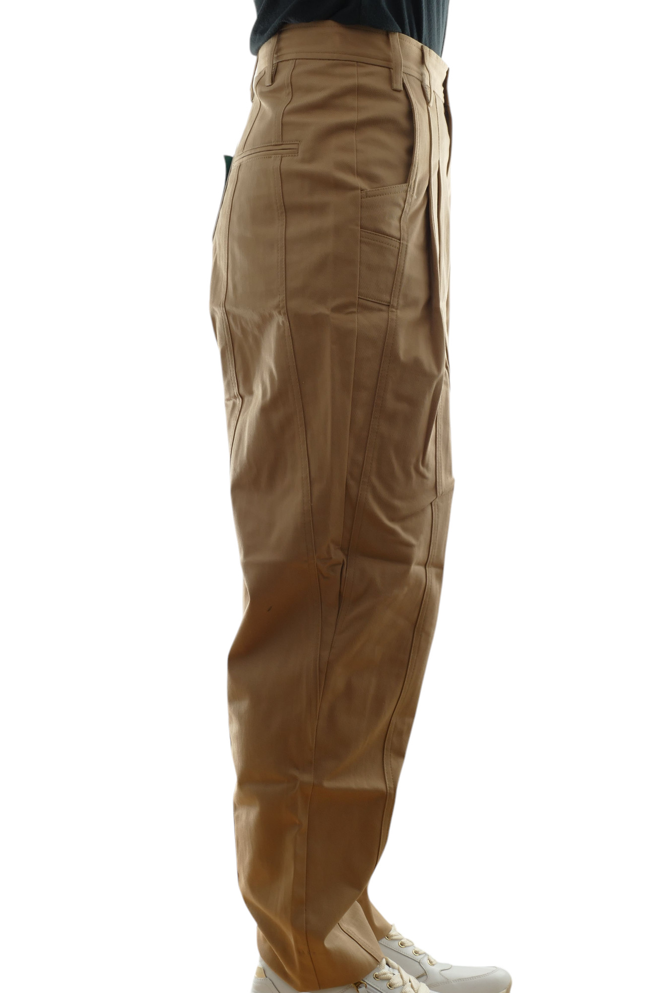 Pantalone plissé da donna Bella chiuso Paperbag W25 beige dritto vita alta nuovo Pantalone plissé da donna Bella chiuso Paperbag W25 beige dritto vita alta nuovo
