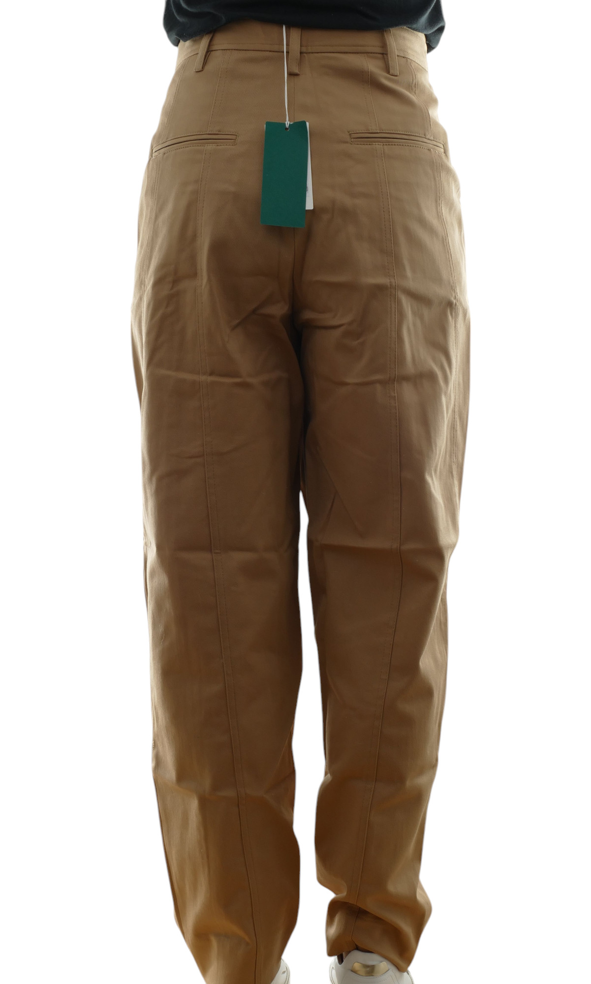 Pantalone plissé da donna Bella chiuso Paperbag W25 beige dritto vita alta nuovo Pantalone plissé da donna Bella chiuso Paperbag W25 beige dritto vita alta nuovo