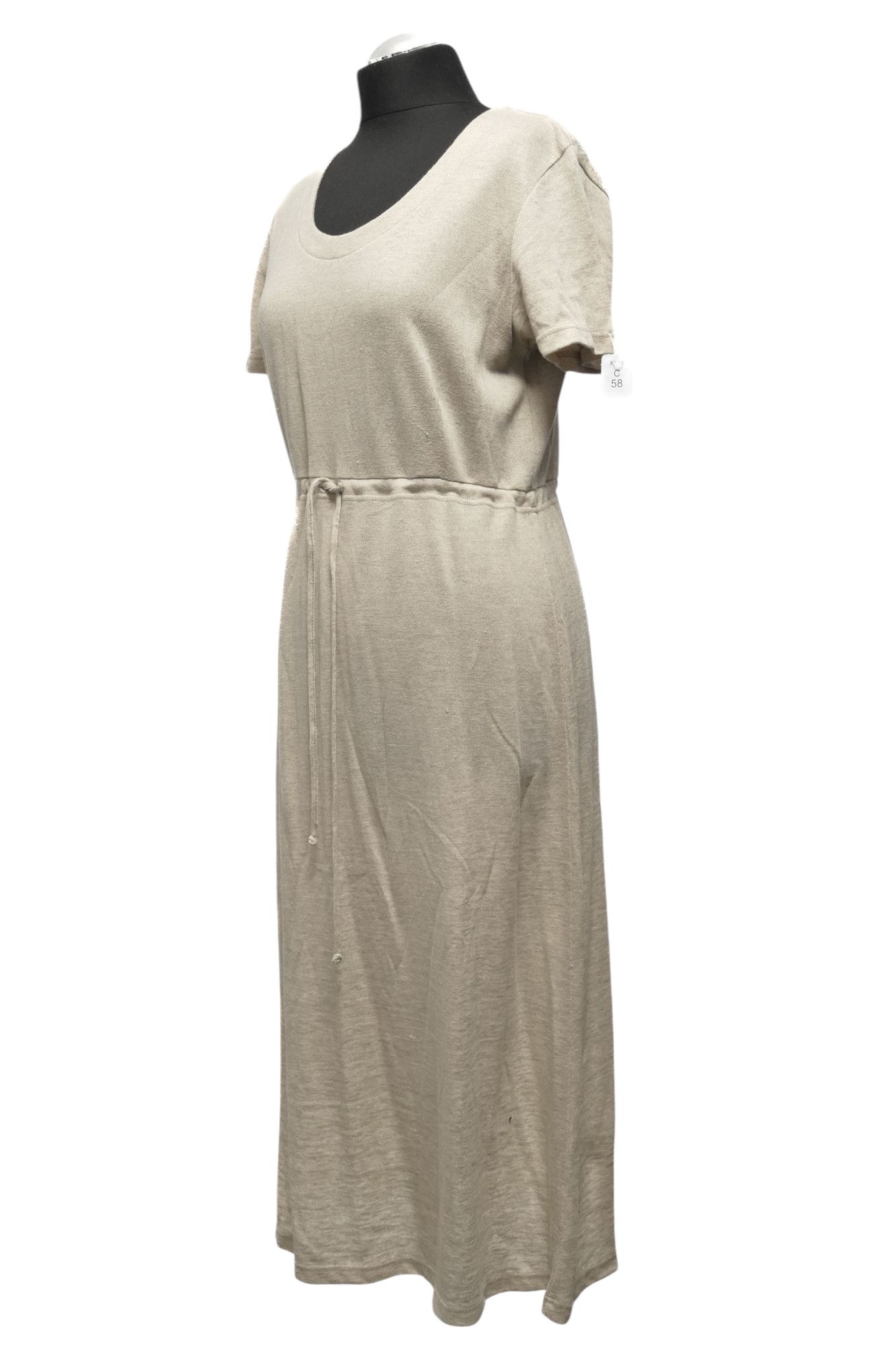 Hessnatur Knit Dress Size 38 Beige Melange Midi Short Sleeve Knit With  Linen | eBay