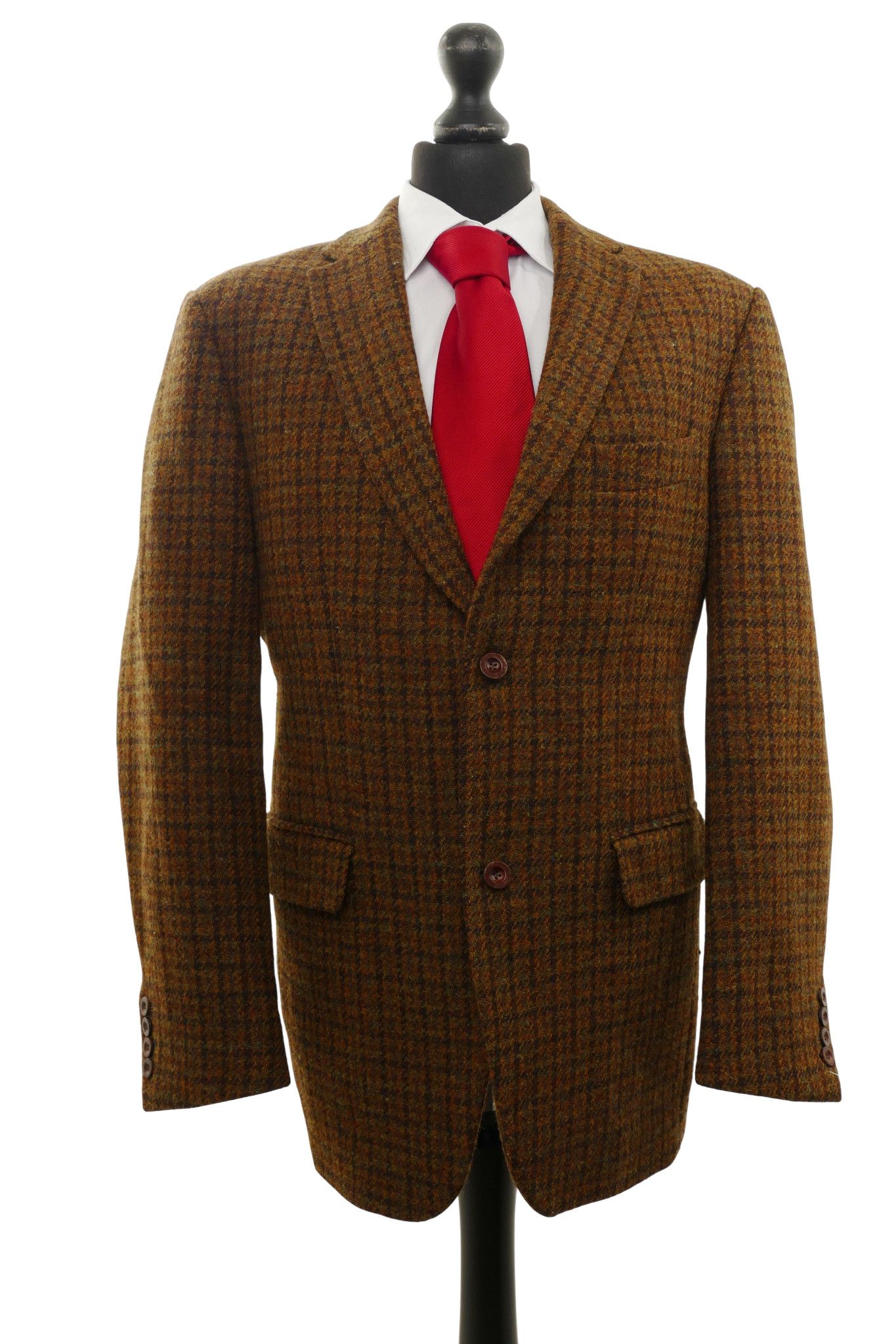 Giacca Harris Tweed giacca 27 marrone oliva a quadri 2 bottoni in pelle come nuova Giacca Harris Tweed giacca 27 marrone oliva a quadri 2 bottoni in pelle come nuova