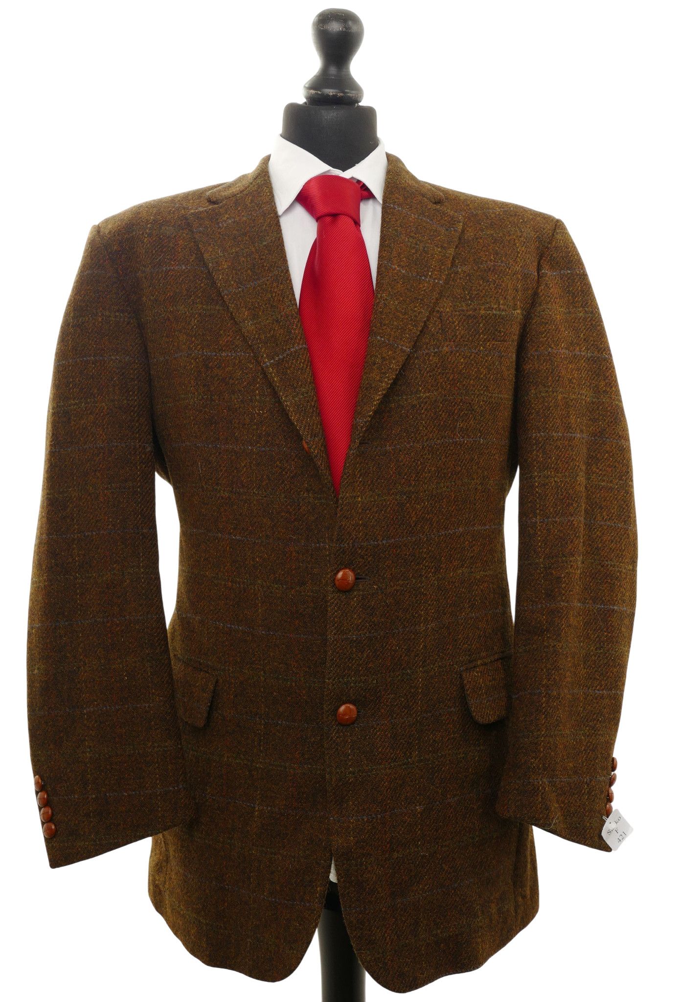 Giacca Harris Tweed giacca 54 marrone oliva a quadri 3 bottoni in pelle come nuova Giacca Harris Tweed giacca 54 marrone oliva a quadri 3 bottoni in pelle come nuova