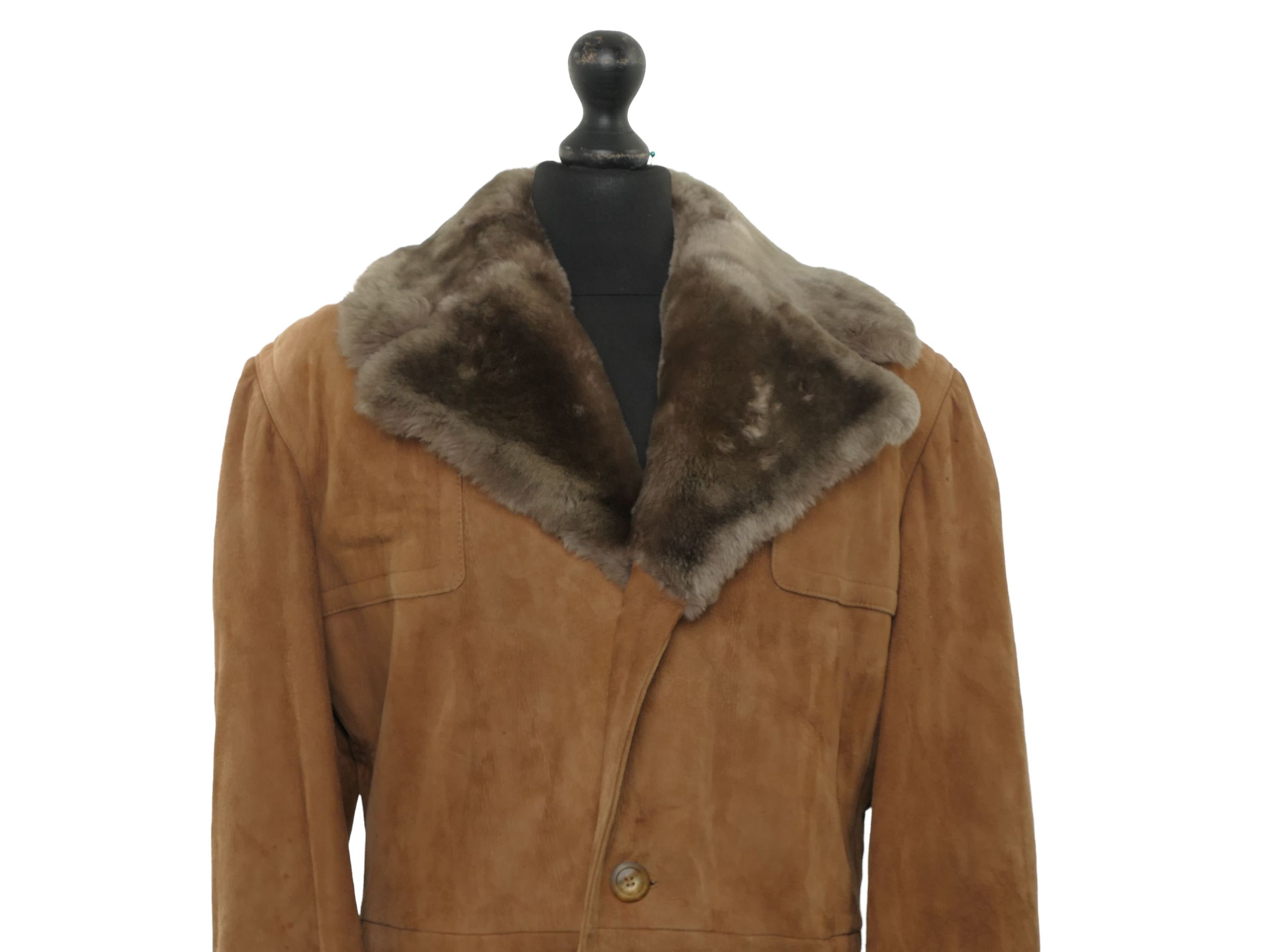 Men's Lamb fur Coat Jacket 50 Brown half Long Real Single Row