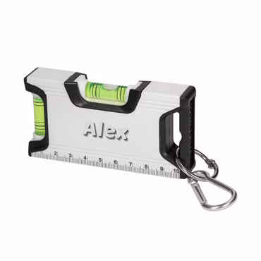 Personalisierte Wasserwaage 'Misura' 15,5 cm - Magnetische Wasserwaage mit Karabiner - Personalisierte Geschenkidee für Freunde, Handwerker oder zum Vatertag