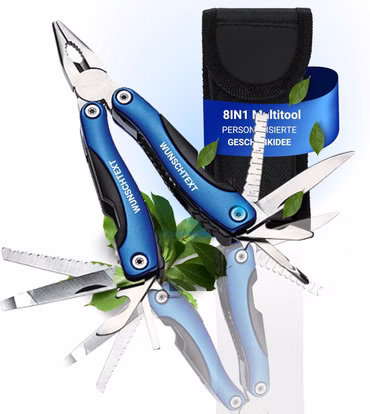 Personalisiertes Multifunktions-Taschenmesser mit Gravur (Multitool grau)