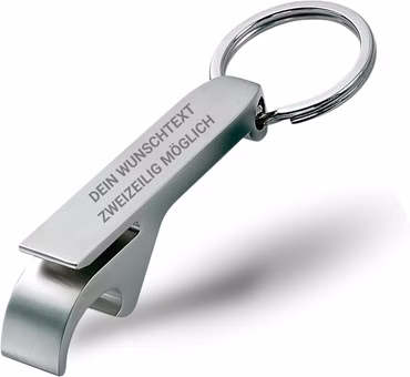 Flaschenöffner personalisiert mit Gravur – Aluminium Schlüsselanhänger mit Bieröffner – Kapselheber mit Name