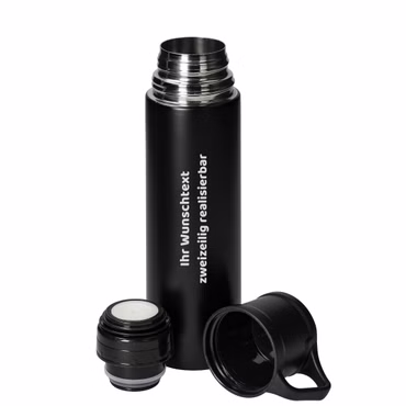 Personalisierte Vakuumflasche 'Kibo' 500ml - Doppelwandige Edelstahl Trinkflasche mit auslaufsicherem Schraubdeckel - Thermoskanne 500 ml für Warme & Kalte Getränke