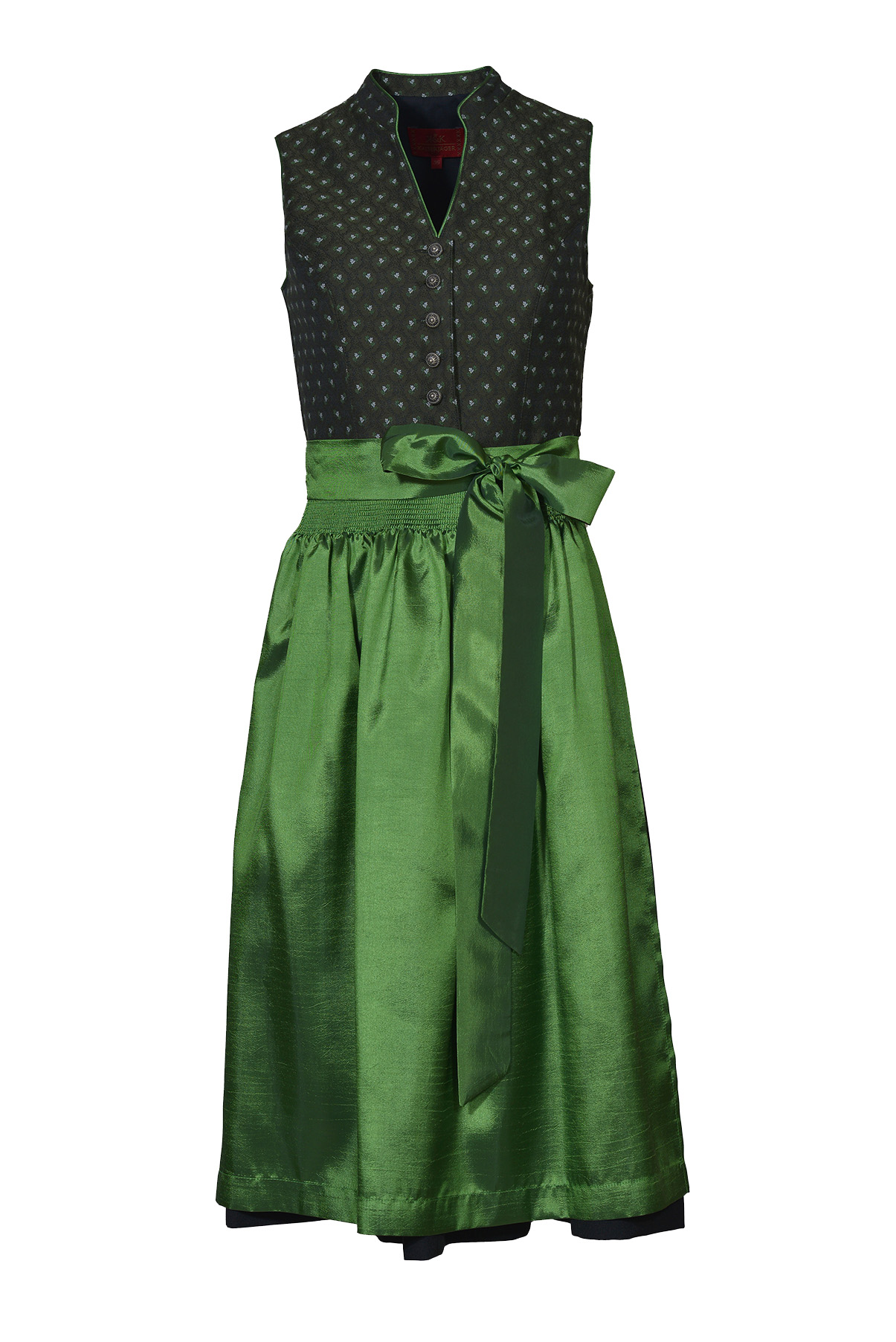 Pezzo D'oro Damendirndl hochgeschlossen,Mididirndl,grün mit schwarzem Rock