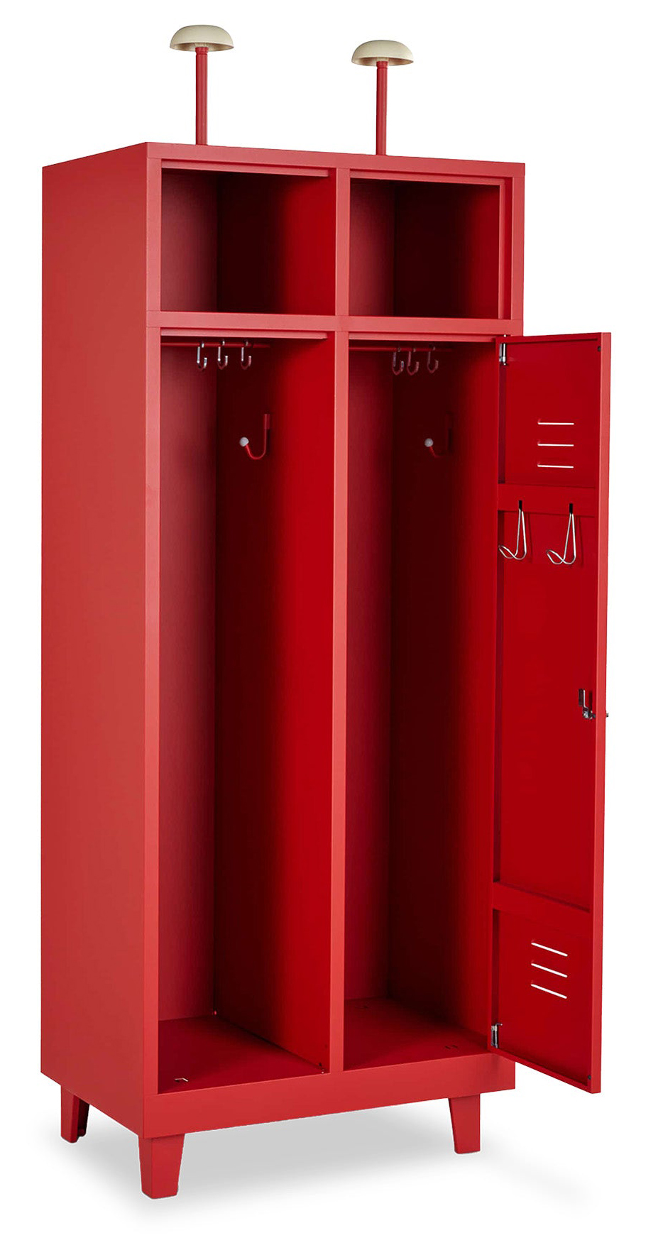 Feuerwehrschrank mit 2 Abteilen in Feuerrot (Ral 3000)