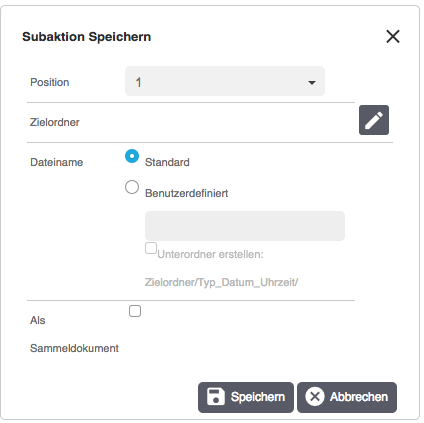 Subaktion speichern